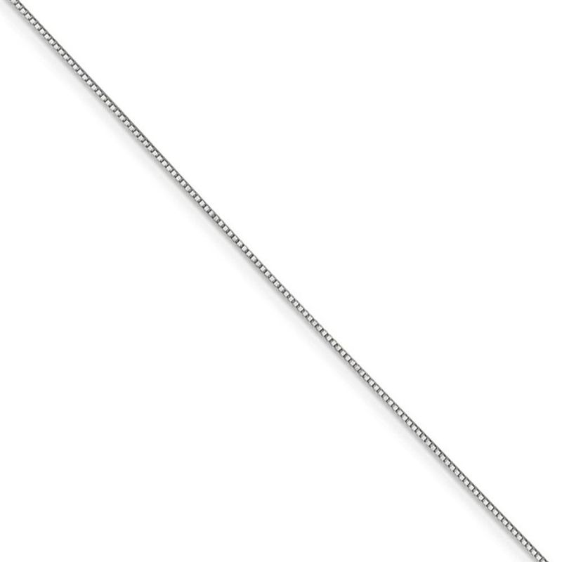 0.7mm, 14k White Gold, Box Chain Necklace, 16 Inch